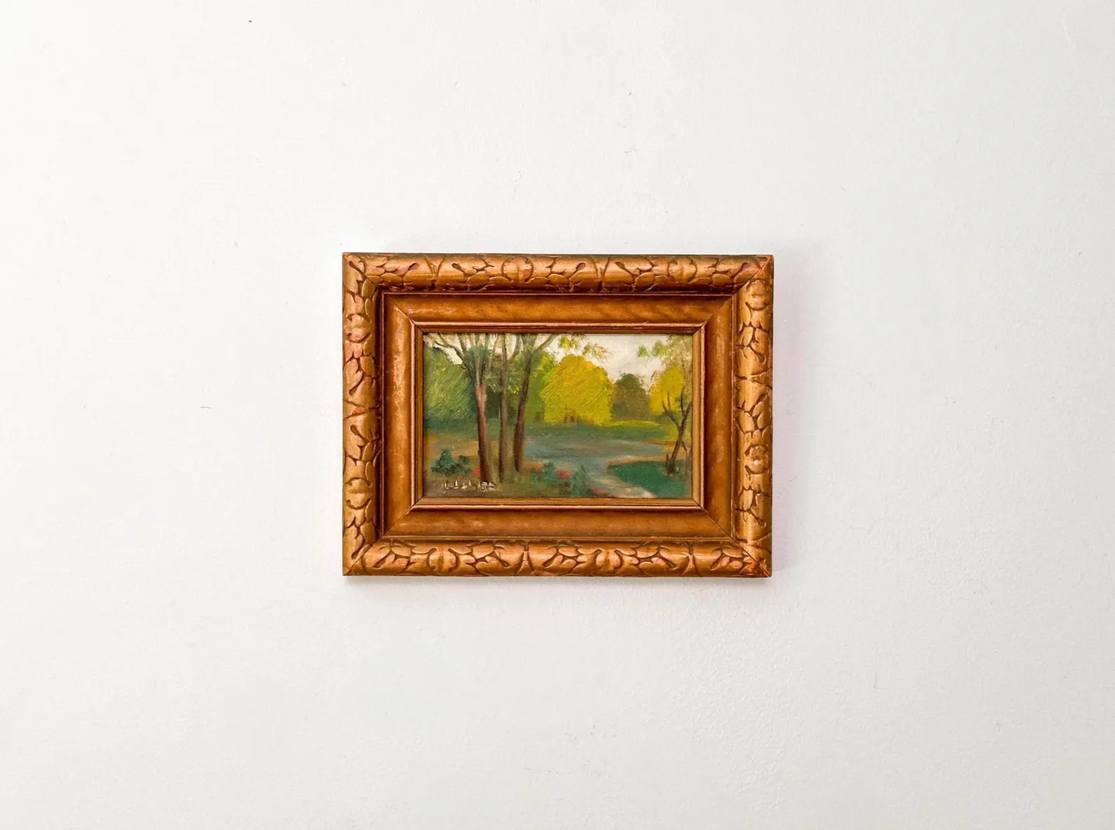 Vintage Miniature Original Oil Painting in Gold Frame - Summer Forest Landscape: by C. Lemire, Qu... | Etsy (Global)