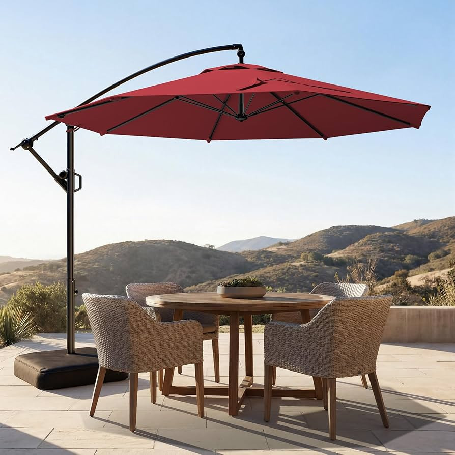 HOMSHADE 10ft Patio Umbrella with Base Included, Cantilever Umbrella UPF50+ UV Protection with Ea... | Amazon (US)