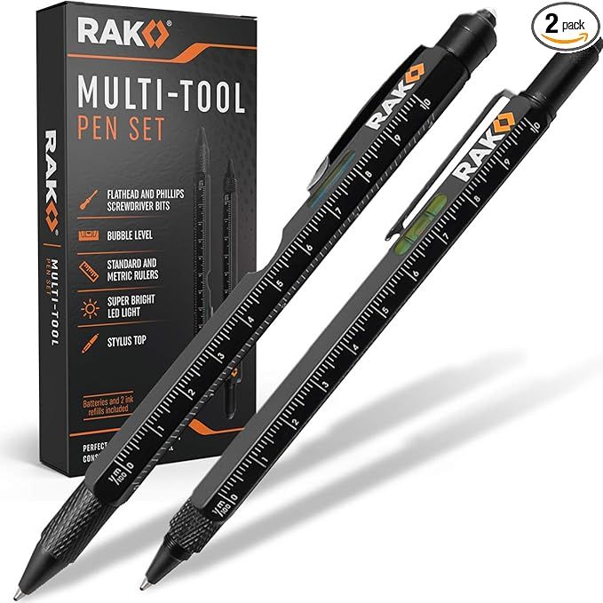 RAK 2-in-1 Multi-Tool Pen Set (2 Pack) Dad Christmas Gifts for Men - LED Tactical Pen Light, Styl... | Amazon (US)