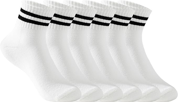 Irisbear Womens Crew Socks Cushioned Cotton Striped Quarter Socks Vintage Retro Running Socks 6 P... | Amazon (US)