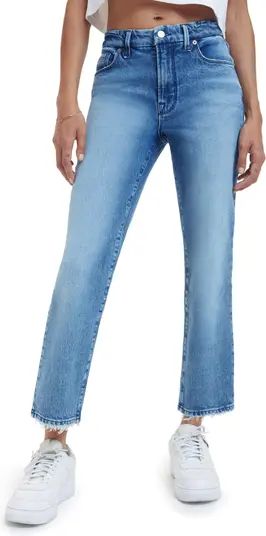 Good American Good Icon High Waist Crop Straight Leg Jeans | Nordstrom | Nordstrom