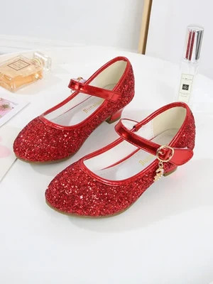 Mia Belle Girls Twinkle Charm Glitter Princess Flats - Red / 11 | Shop.app