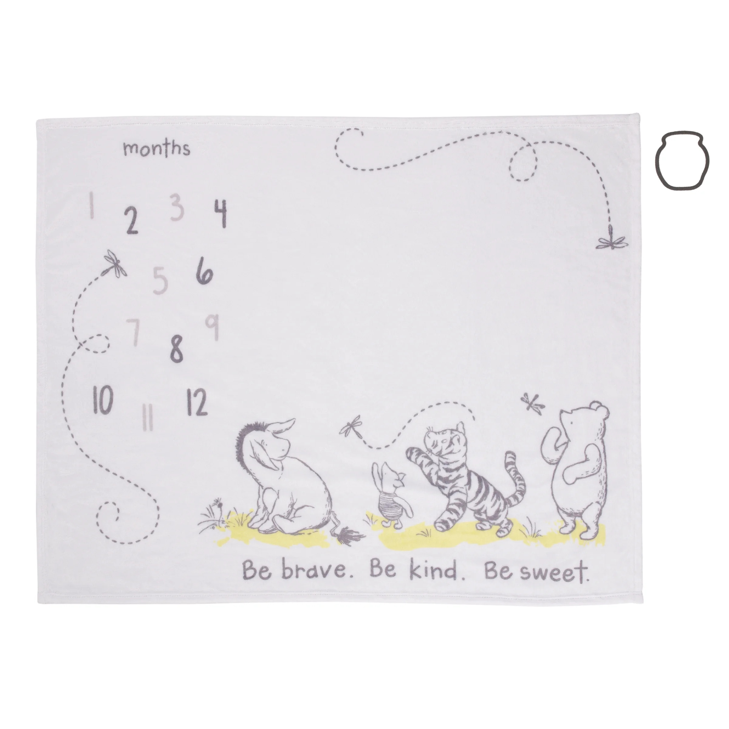 Disney Classic Winnie The Pooh Plush Milestone Baby Blanket with Felt Marker, Unisex, 40 x 50", I... | Walmart (US)
