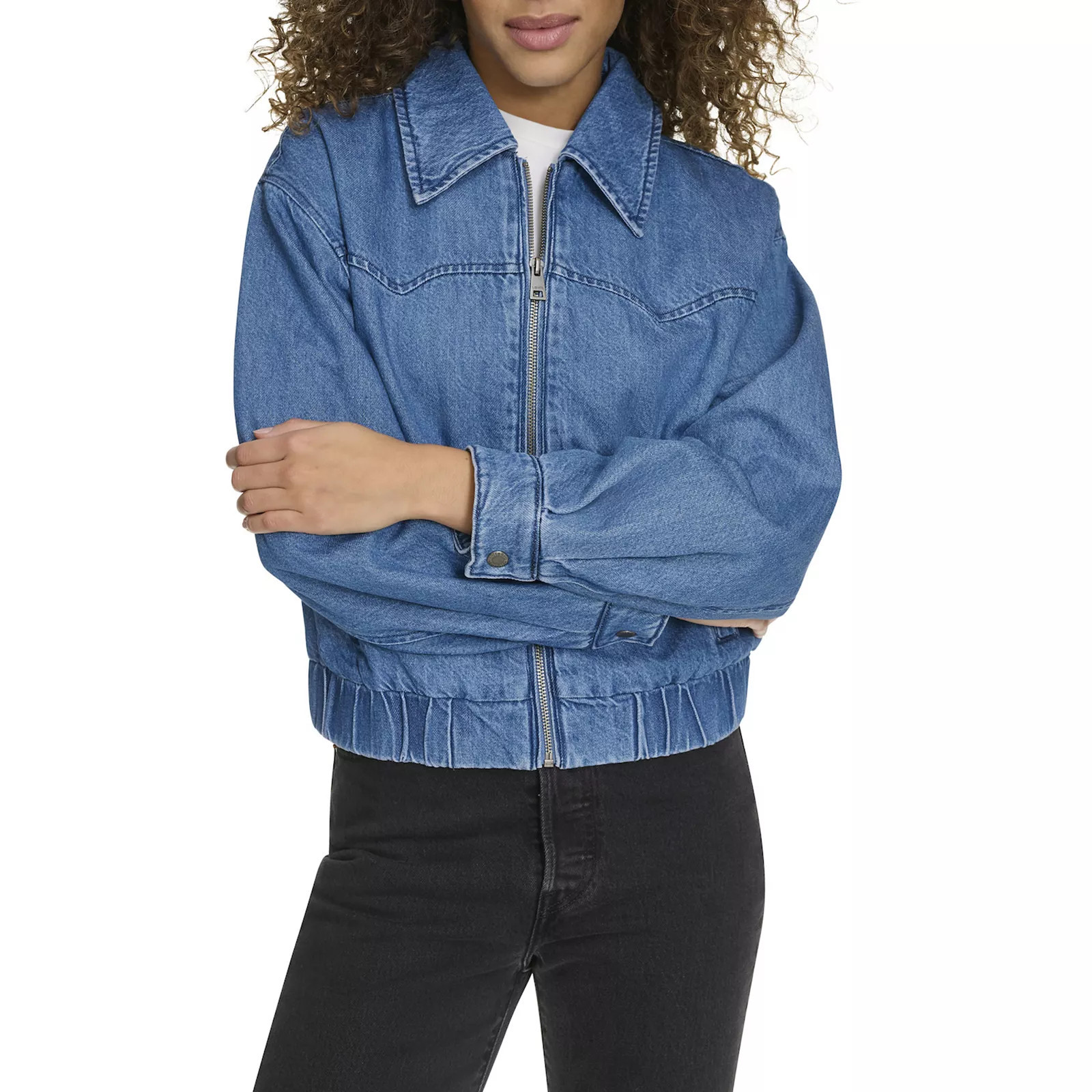 Women's Levi's® Denim Western Bomber Jacket, Size: XS, Medium Wash Blue | Kohl's
