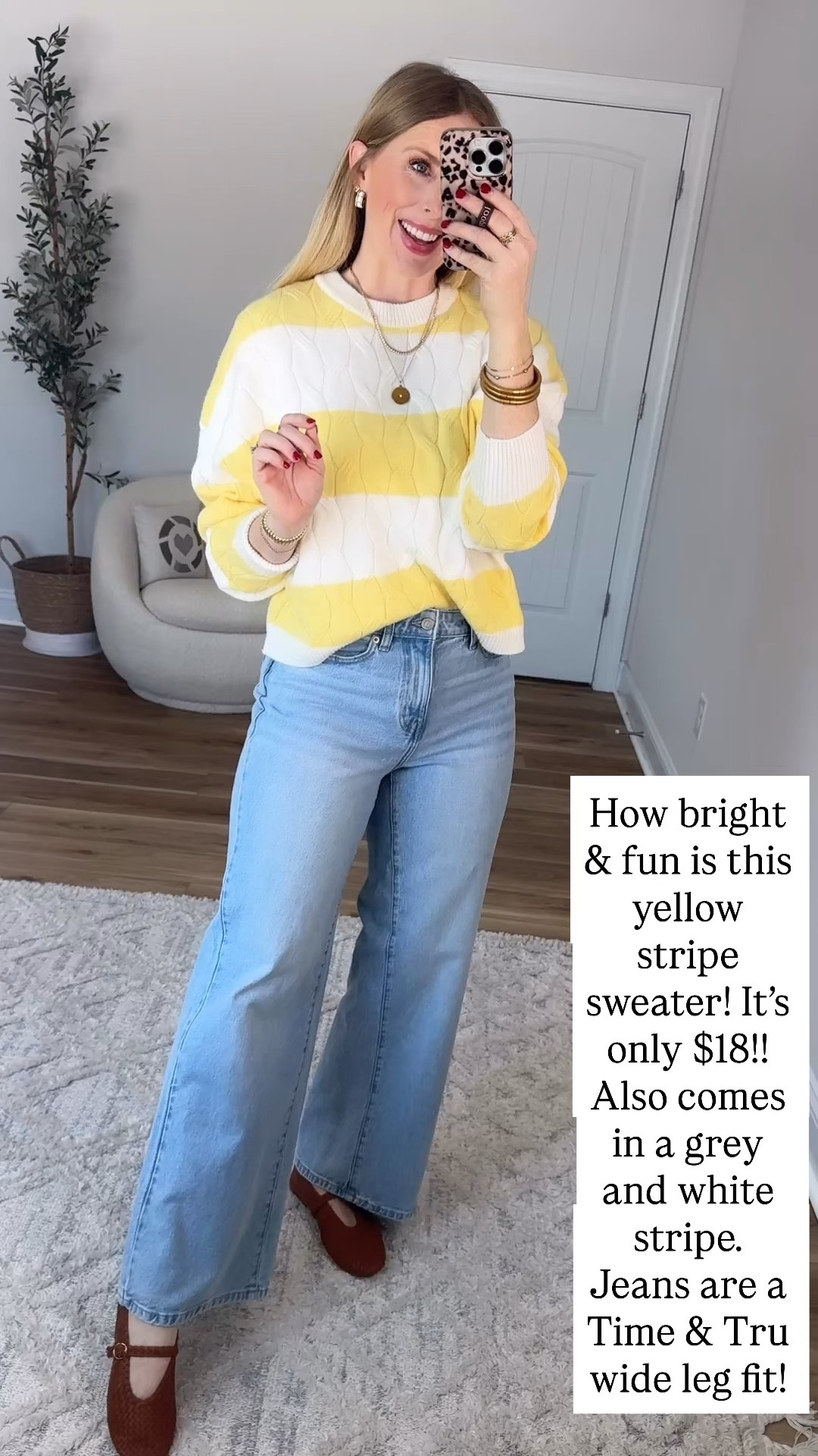 Walmart try on, yellow and white stripe sweater, wide leg jeans 

#LTKmomlife #LTKootd