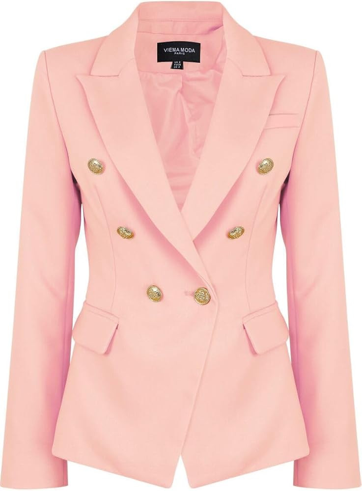 Womens Double Breasted Military Style Blazer Ladies Coat Jacket | Amazon (US)