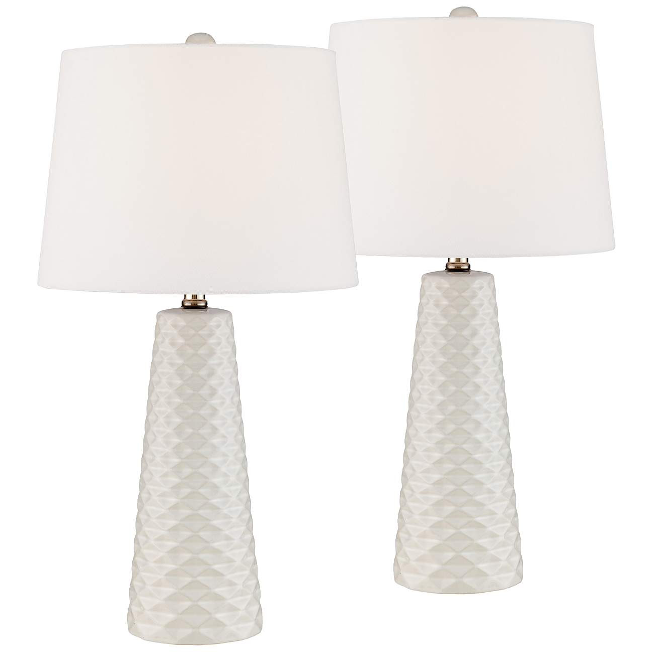 Muriel White Ceramic Mid-Century Modern Table Lamps Set of 2 | LampsPlus.com