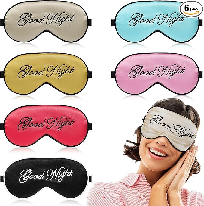 6 Pieces Silk Sleep Eye Cover Masks Soft Blindfold Eye Mask Satin Eye Sleeping Mask Adjustable St... | Amazon (US)