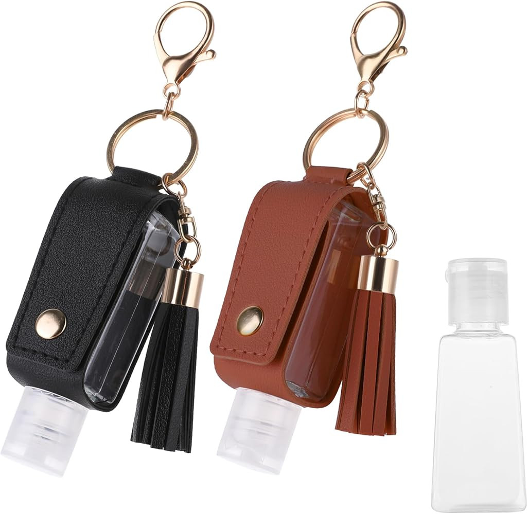 Molain 2 Pcs Hand Sanitizer Keychain 30ml Portable Leather Hand Sanitizer Holder Leakproof Empty ... | Amazon (US)