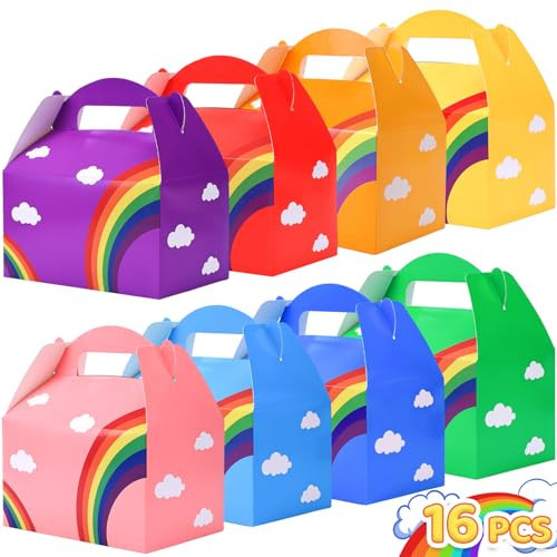 VGOODALL 16PCS Party Favor Boxes, 6.1x3.3x3.5Inch Rainbow Candy Boxes,Assrote Colors for Kids Birthday Party Wedding Decorations | Amazon (US)