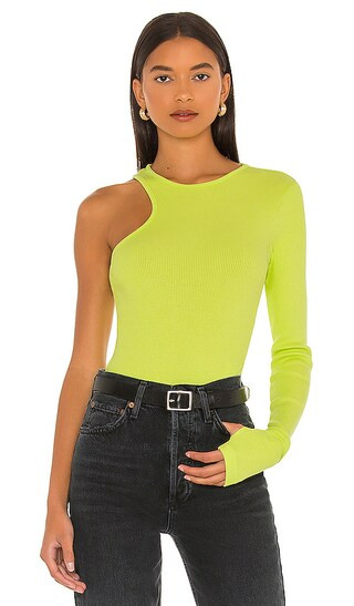 Bea Cutaway Bodysuit in Citron | Revolve Clothing (Global)