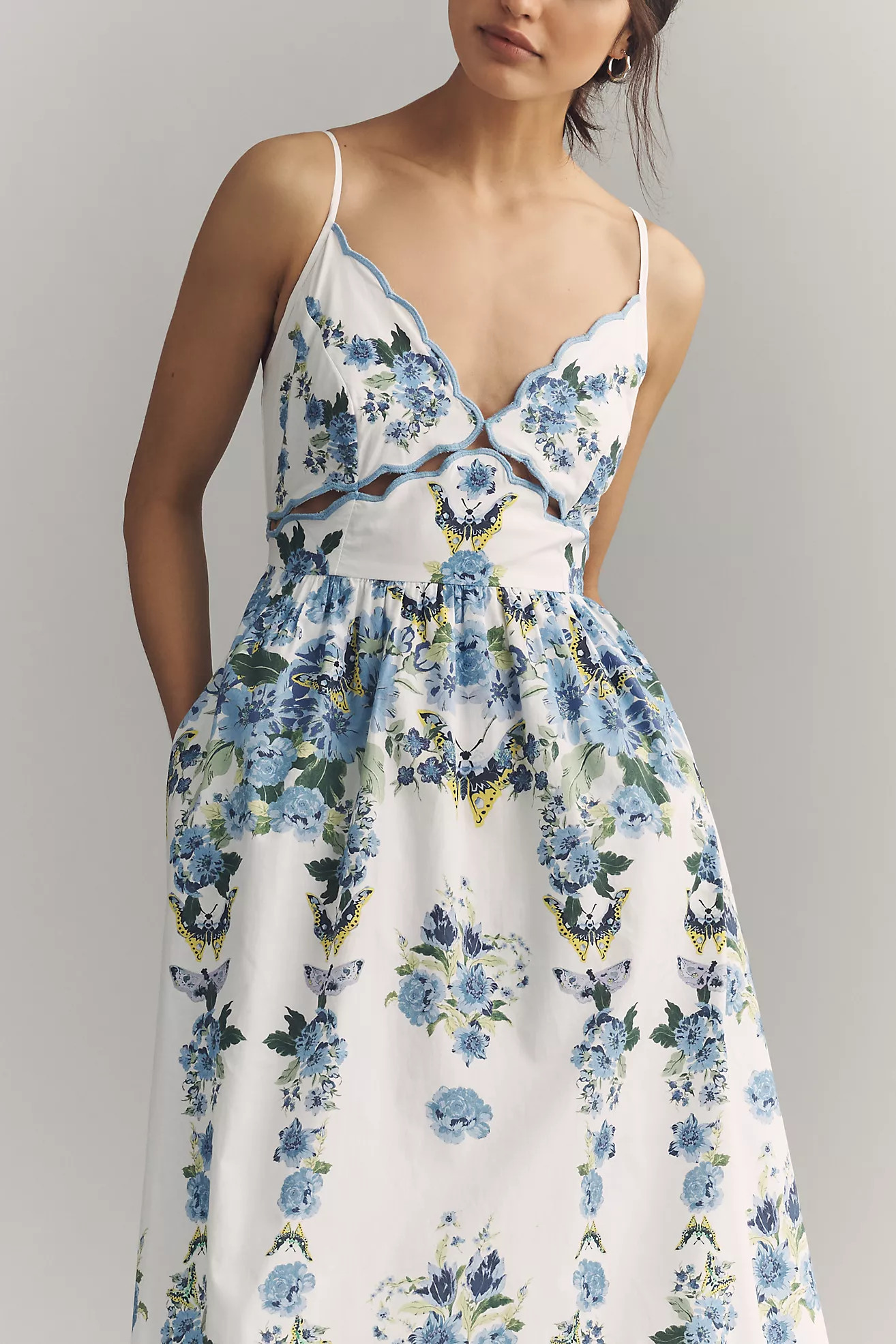 By Anthropologie Cotton Scalloped Midi Dress | Anthropologie (US)