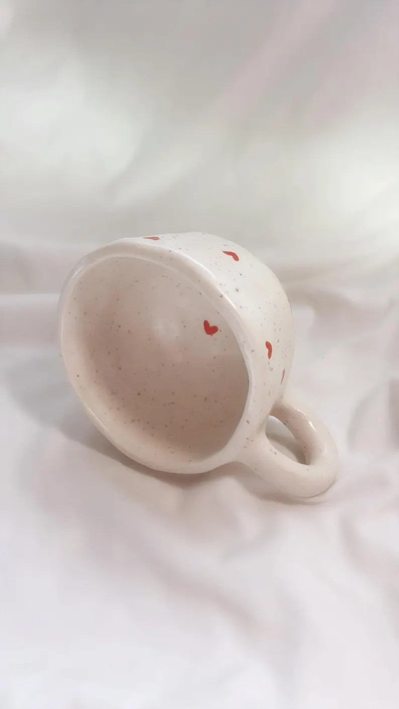 Heart Mug | Handmade Ceramic Mug, Coquette Aesthetic Pottery, Coffee Cup, Hearts Gift for Her, Va... | Etsy (US)