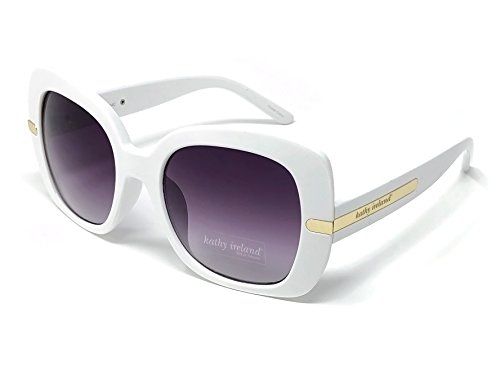 Loose Leaf Eyewear Women's Kathy Ireland Oversized Square Sunglasses, White & Gold | Amazon (US)