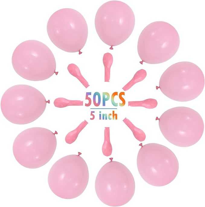 BEISHIDA 50Pcs Light Pink Party Balloons 5 Inch Light Pink Balloon Matte Latex Ballon White Round... | Amazon (US)