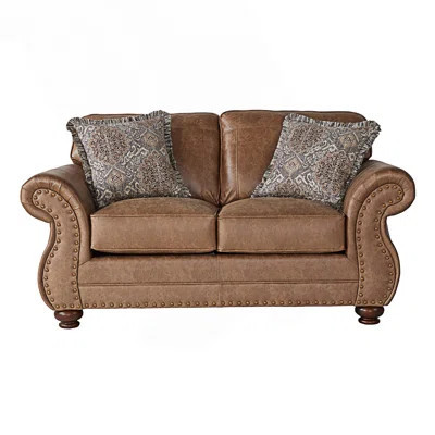 Upholstered Loveseat With Antique Bronze Nailheads | Wayfair North America