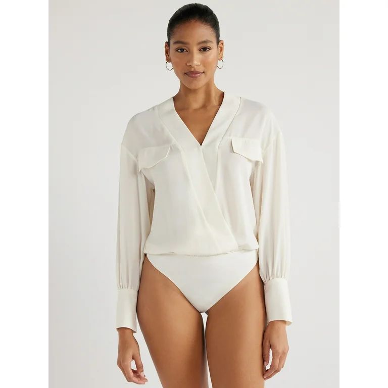 Scoop Women’s Shirt Bodysuit with Long Sleeves, Sizes XS-XXL | Walmart (US)