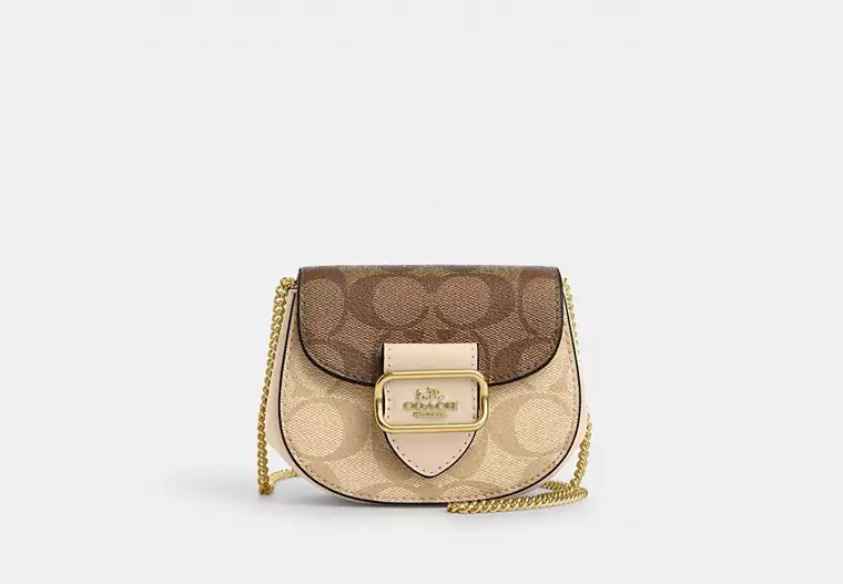 Morgan Card Case On A Chain In Blocked Signature Canvas | Coach Outlet US