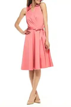 Heather Sleeveless Stretch Cotton Wrap ShirtdressGAL MEETS GLAM COLLECTION | Nordstrom