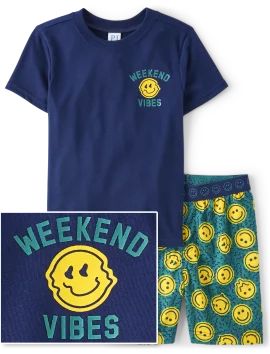 Boys Short Sleeve Weekend Vibes Pajamas | The Children's Place  - KELP FOREST | The Children's Place