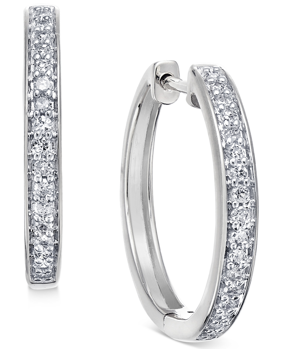 Diamond Hoop Earrings (1/5 ct. t.w.) in 14k White or Yellow Gold - White Gold | Macy's