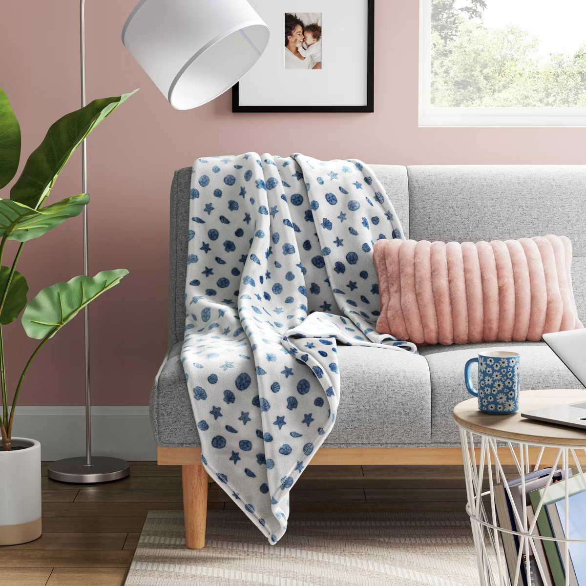 Novelty Recycled Printed Plush Throw Seashells | Target