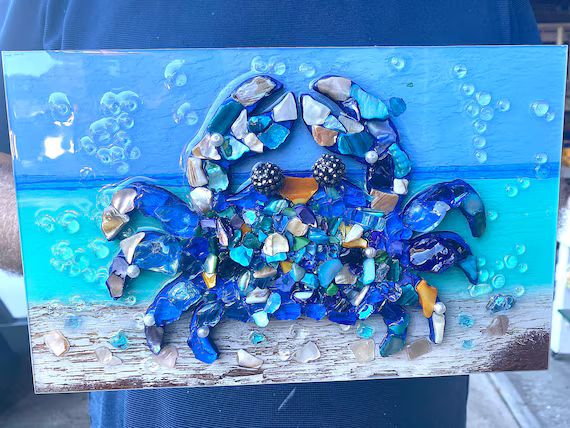 Sea Glass Mosaic Christmas Crab Medium | Etsy | Etsy (US)