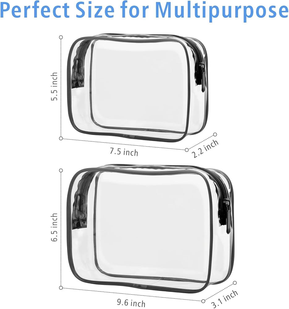 Clear Toiletry Bag, Packism 3 Pack TSA Approved Toiletry Bag Quart Size Bag, Travel Makeup Cosmet... | Amazon (US)