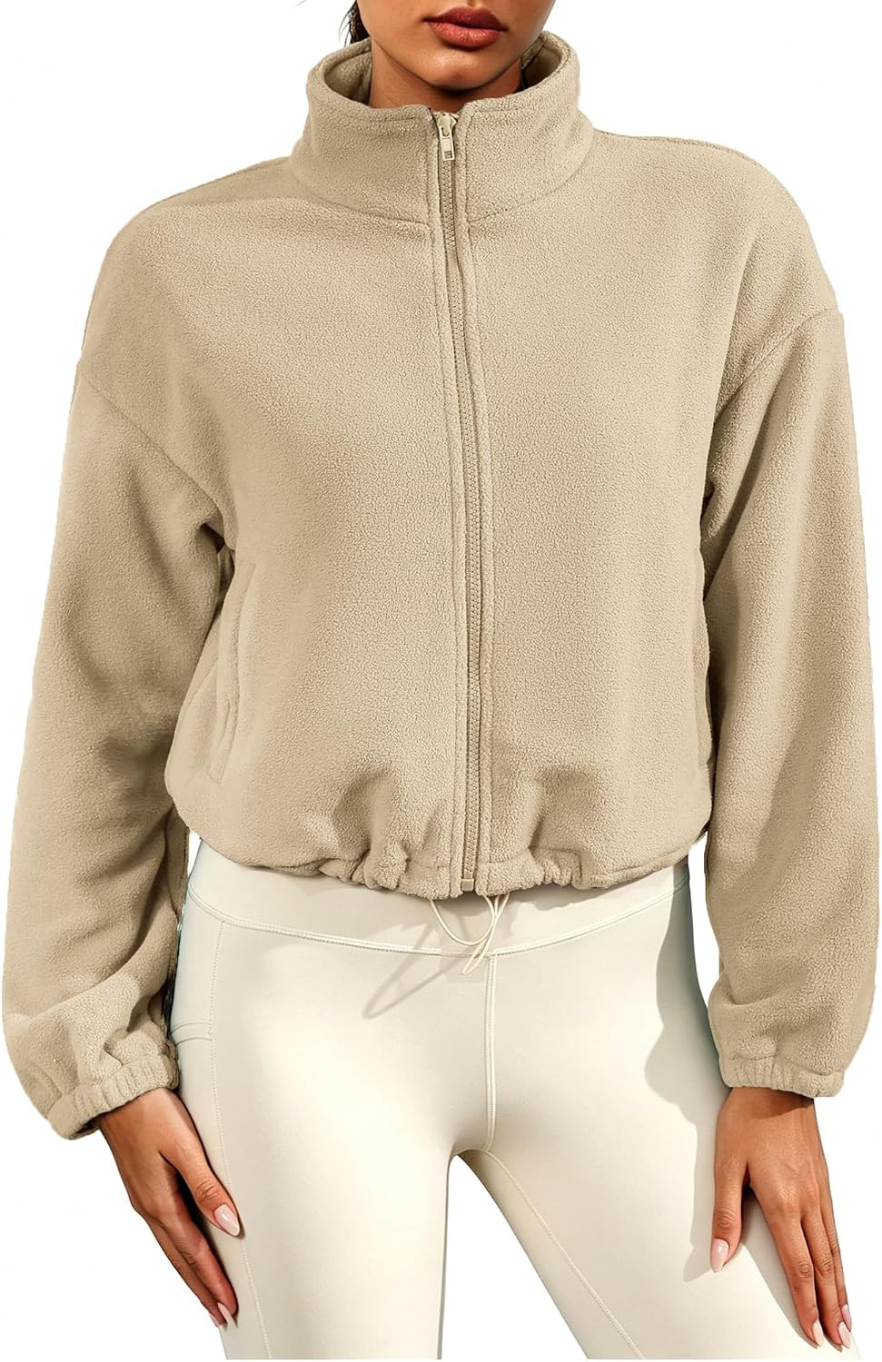 Bluetime Women Fleece Short Jacket Full Zip Sherpa Crop Coat with Pocket | Amazon (US)