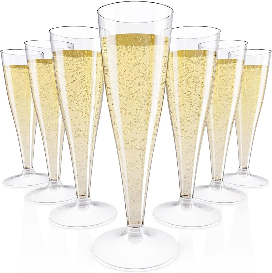 JOLLY CHEF 100 Pack Plastic Champagne Flutes Disposable 4.5 oz Clear Plastic Champagne Glasses Pe... | Amazon (US)