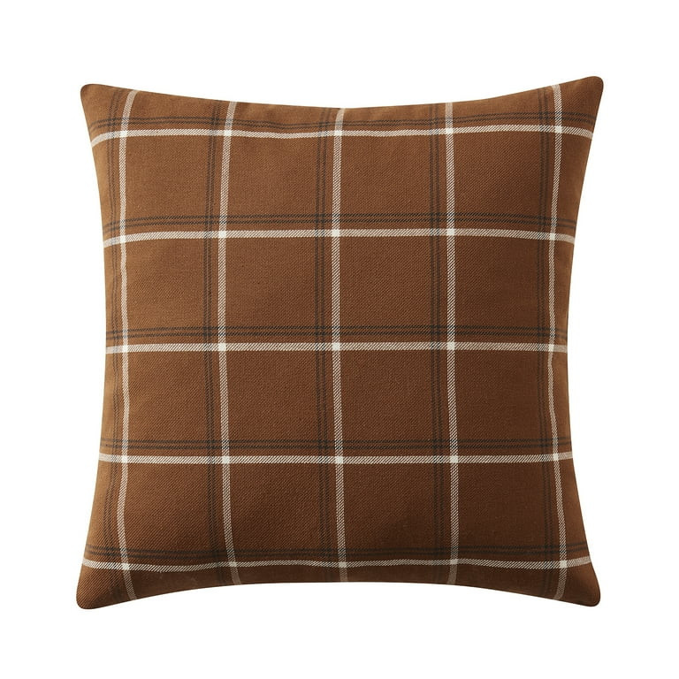 My Texas House 18" x 18" Micah Ginger Harvest Plaid Decorative Pillow | Walmart (US)