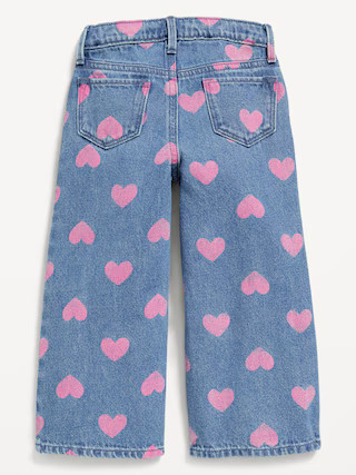 Baggy Embroidered Wide-Leg Jeans for Toddler Girls | Old Navy (US)