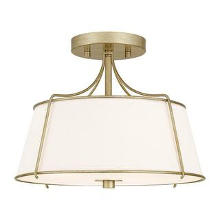 Charleston Park 13 in. 3-Light Brushed Gold Semi-Flush Mount | The Home Depot