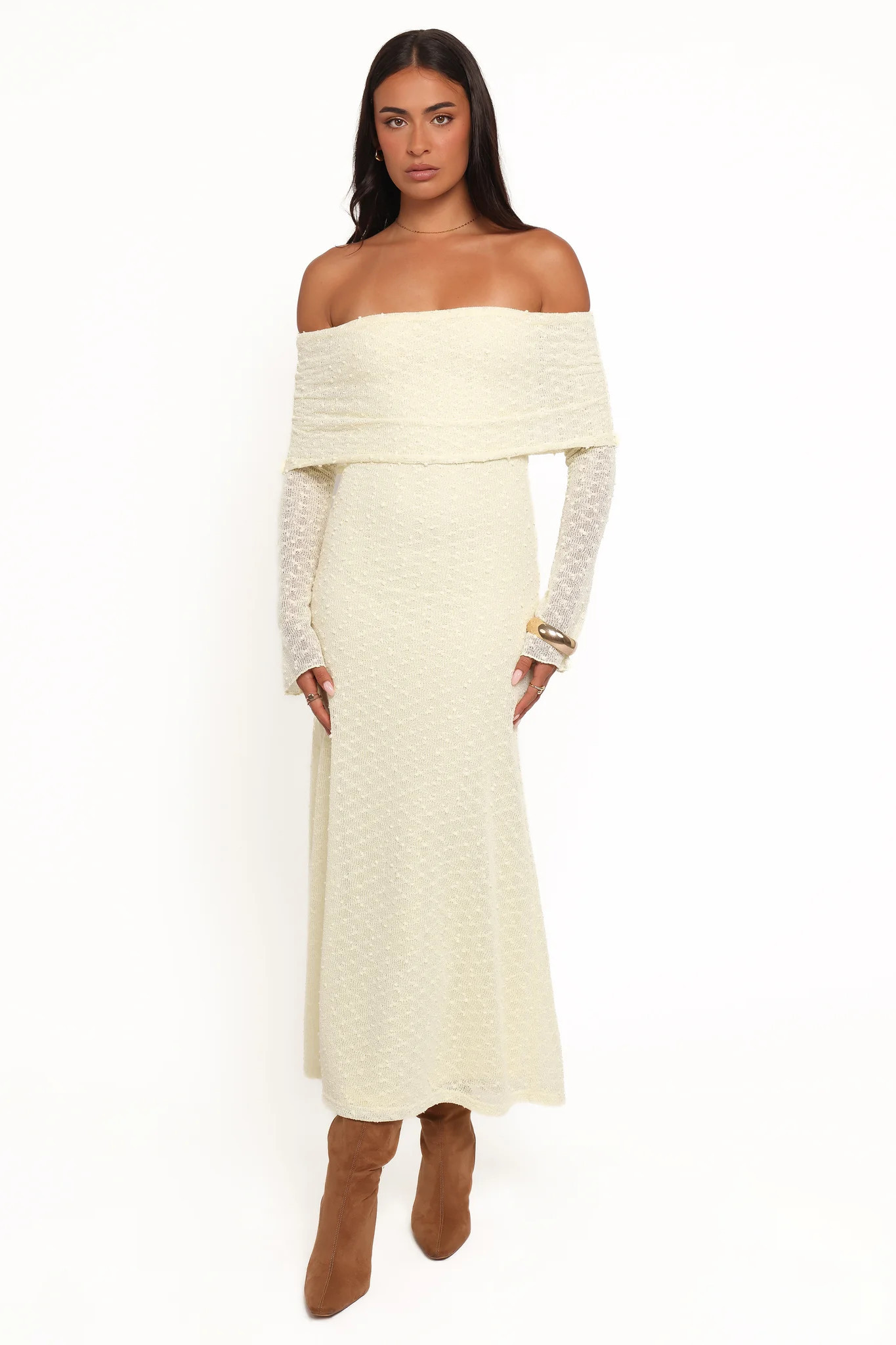 Wilma Off Shoulder Dress - Butter Yellow | Petal & Pup (US)