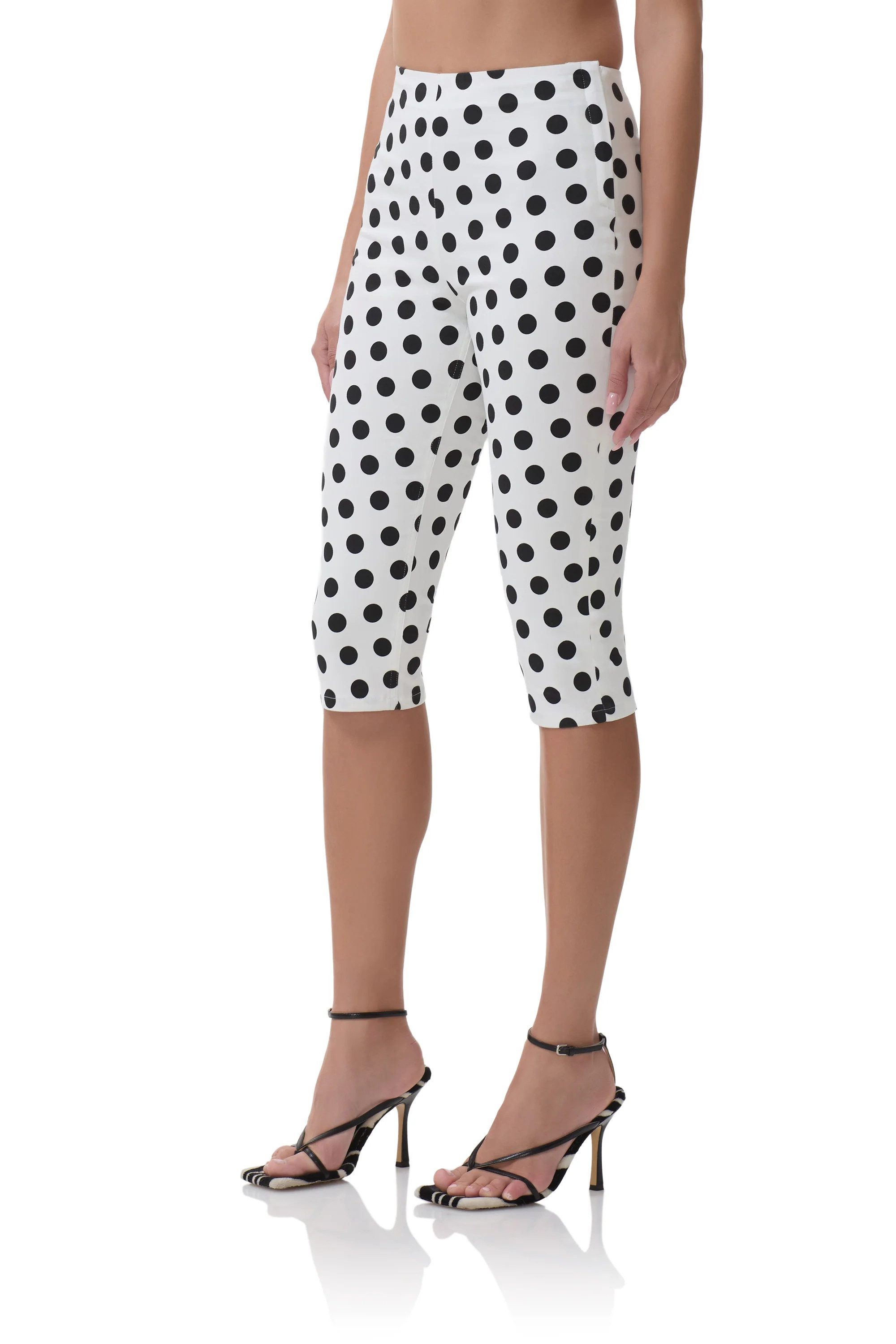 ronnie-capri-pant-white-coin-dot | ShopAFRM