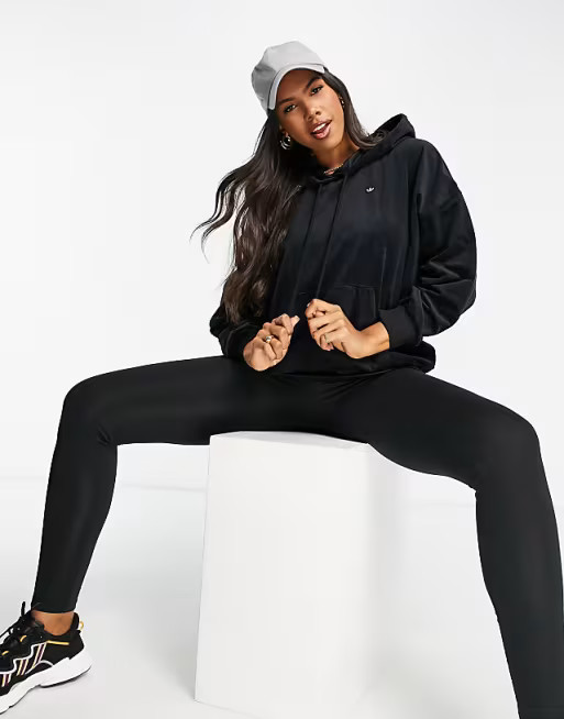 adidas Originals velour hoodie in black | ASOS (Global)