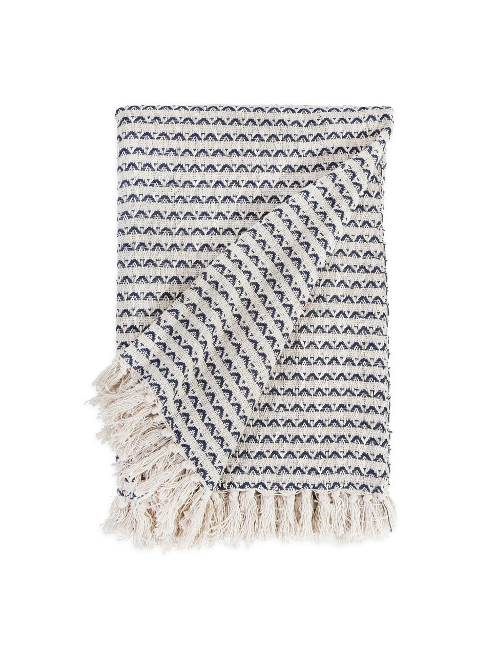 Kenzie Oversized Handwoven Throw - Natural Navy | Saks Fifth Avenue