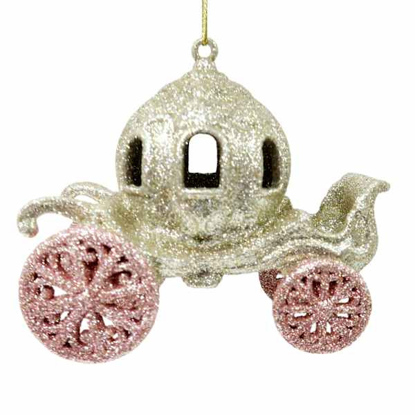 Glittered Carriage Ornament, 3.9" | At Home