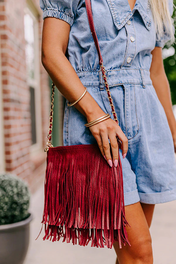 Right On Cue Fringe Crossbody In Aurora Red | Impressions Online Boutique
