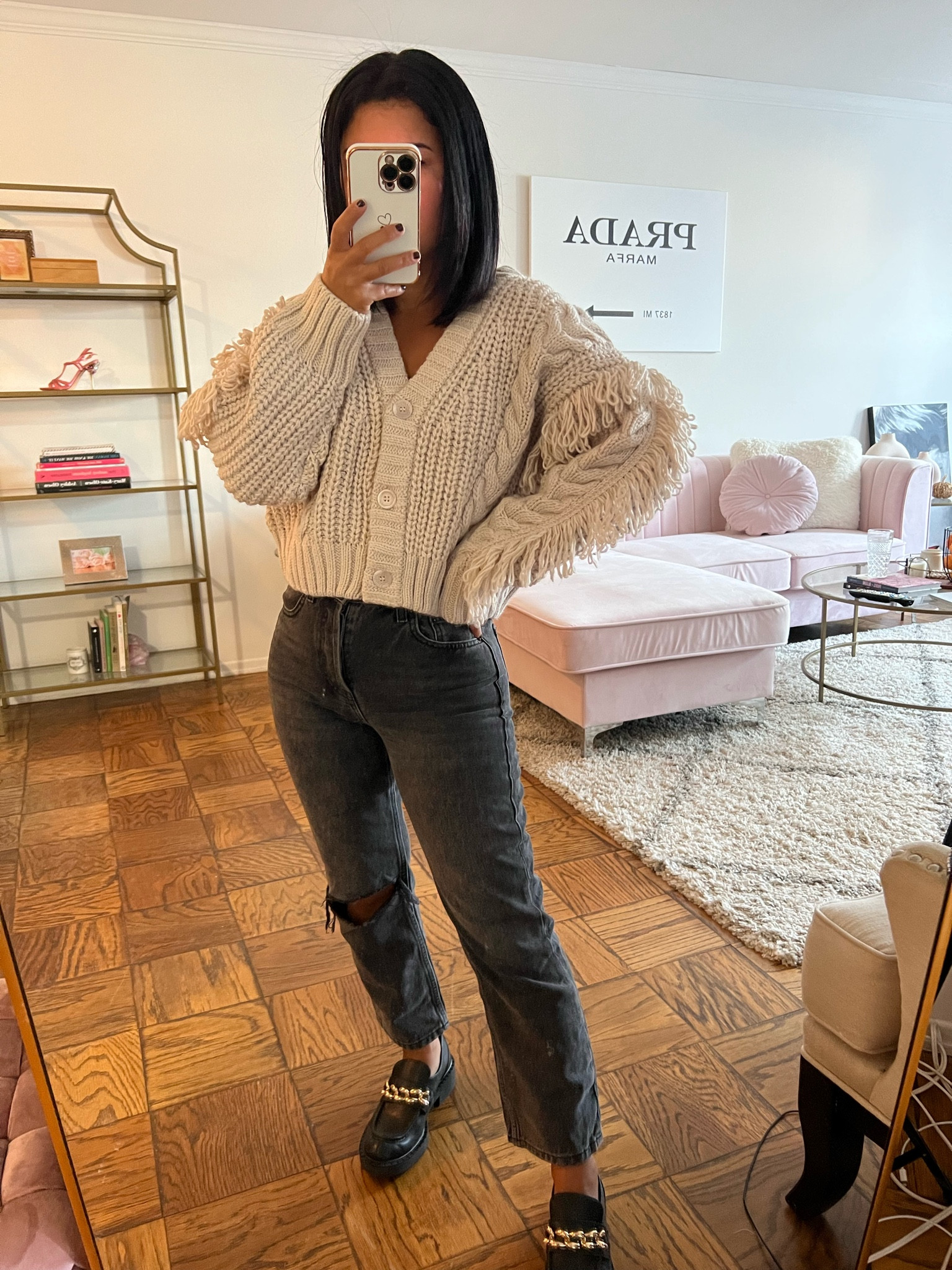 Fringe detail cardi & straight leg jeans 🖤

#LTKunder50 #LTKshoecrush #LTKSeasonal