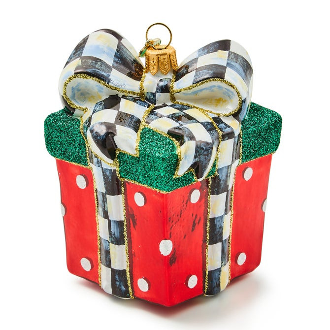 Holiday Gift Box Glass Ornament | MacKenzie-Childs