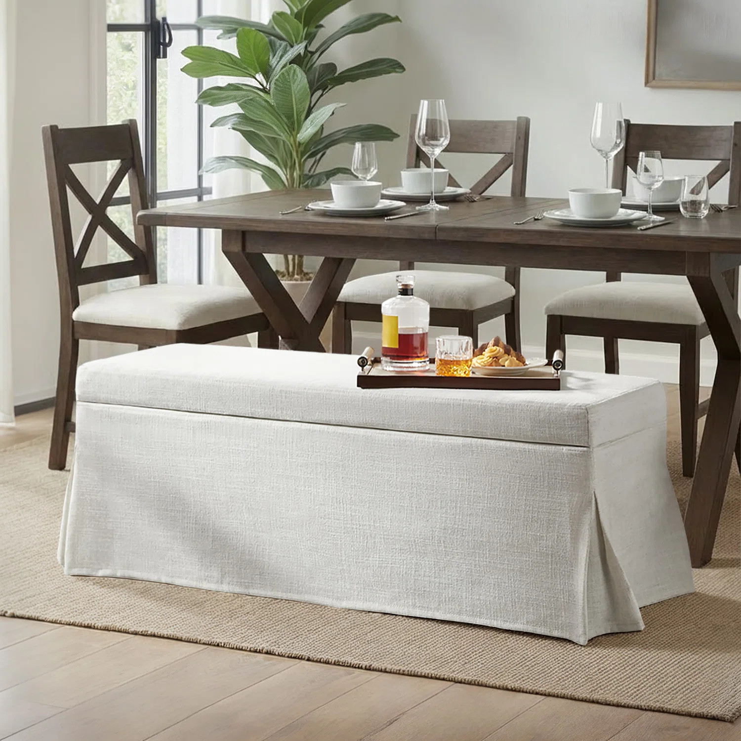 Lessman 46.5" Farmhouse Simple Assemble Storage Bench with Removable and Machine-Washable Slipcov... | Wayfair North America