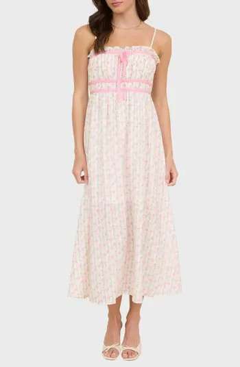 Bow and Flower Stripe Midi Dress | Nordstrom Rack
