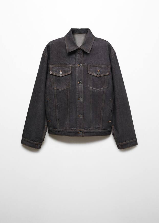 Oversized foil denim jacket -  Women | Mango United Kingdom | MANGO (UK)