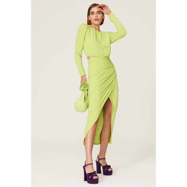 Self-Portrait Green Cutout Midi Dress Green | Rent the Runway