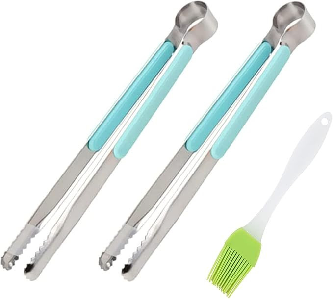 HANSA Blue Color 2PCS Stainless Steel Food Ice Tong Baking BBQ Tongs Cooking Utensils with ABS Pl... | Amazon (US)