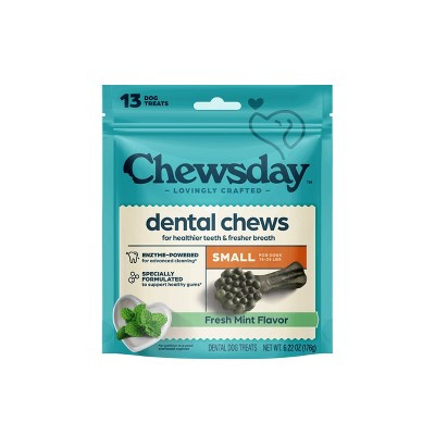 Chewsday Mint Flavor Dental and Hard Chew with Enzyme Dog Treats - 6.22oz/13ct | Target