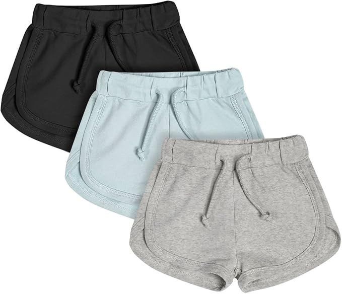 Teach Leanbh Baby Boys Girls 3 Pack Athletic Shorts Cotton Soild Color with Drawstring | Amazon (US)