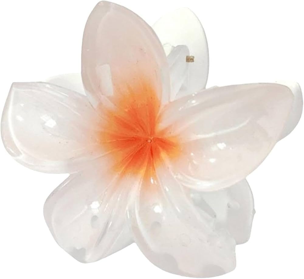 White Flower Hair Claw Clips, Hawaiian for Women, Plumeria for Thin, Strong Hold Jaw Clip, Claw C... | Amazon (US)