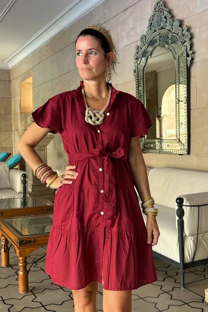 Broad St. dress, garnet (one solid belt included) | Mimi Seabrook